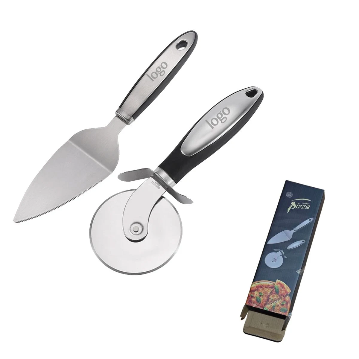 Stainless Steel Pizza Cutter Server Set 1