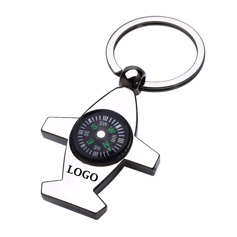 Metal Plane Compass Keychain