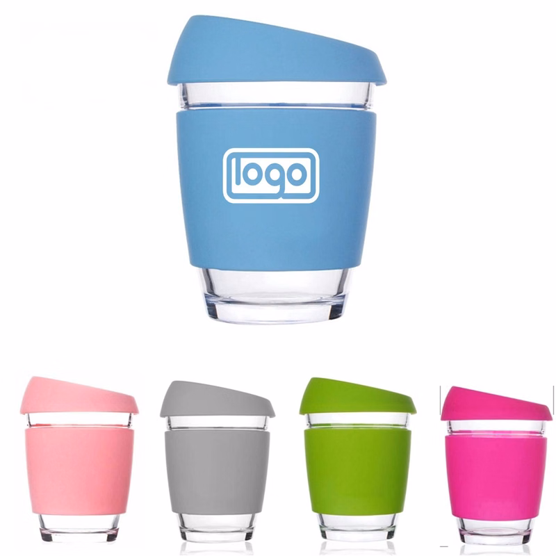 Glass Reusable Coffee Cup with Lid