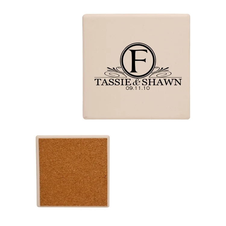 4" Square Absorbent Stone Coaster 1