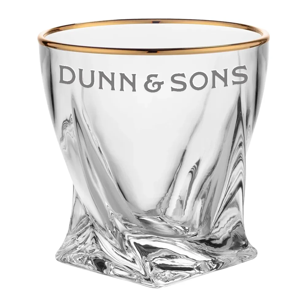 10.5oz. Gold Rimmed Twisted Whiskey Glass 1