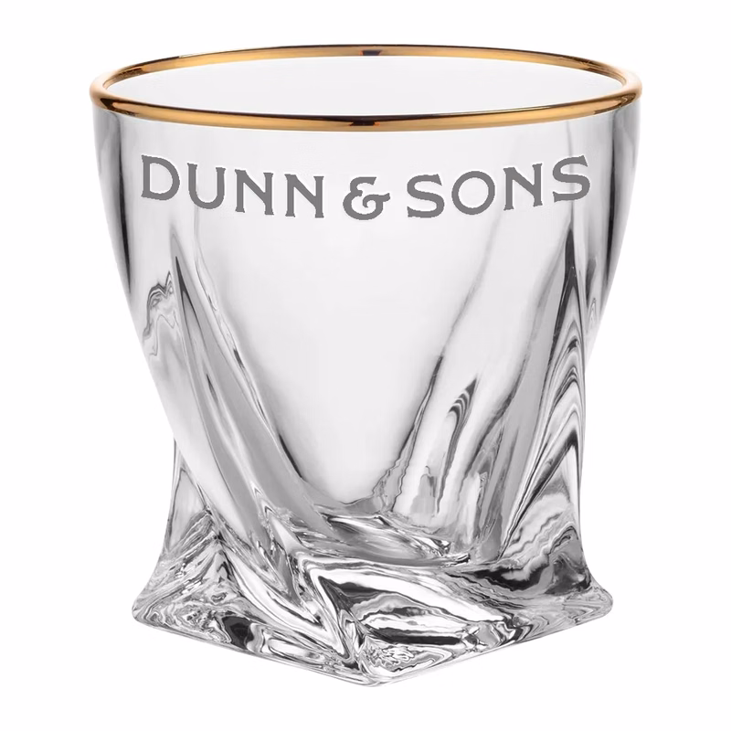 10.5oz. Gold Rimmed Twisted Whiskey Glass