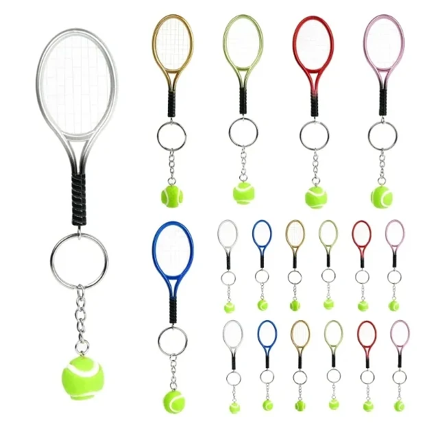 Simulated mini tennis racket keychain 1