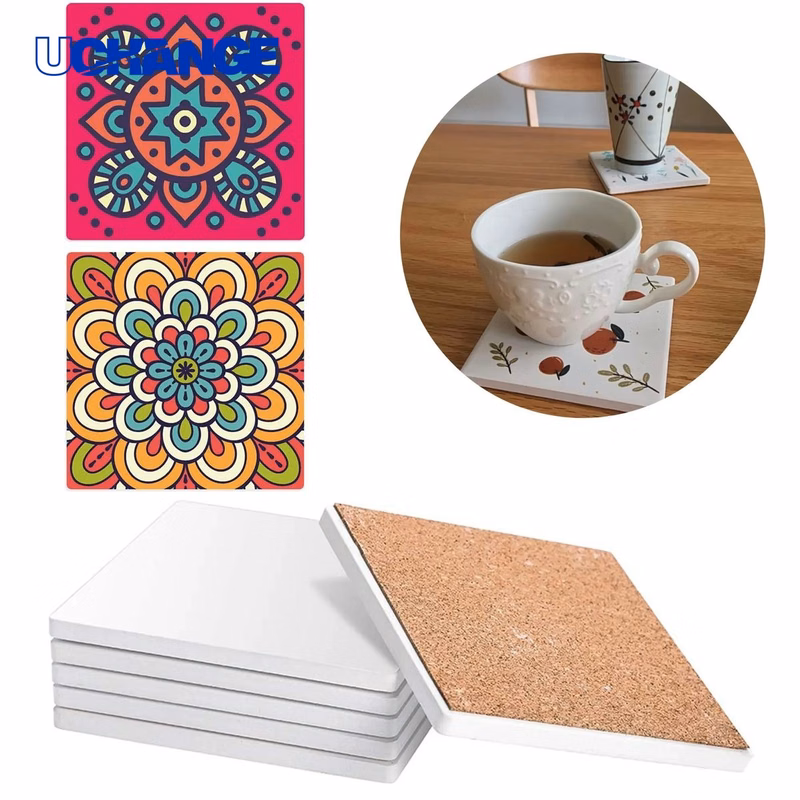 Full Color Ceramic Coaster Mat with Cork