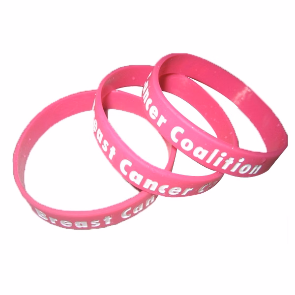 Breast Cancer Custom Deboss-fill Wristbands