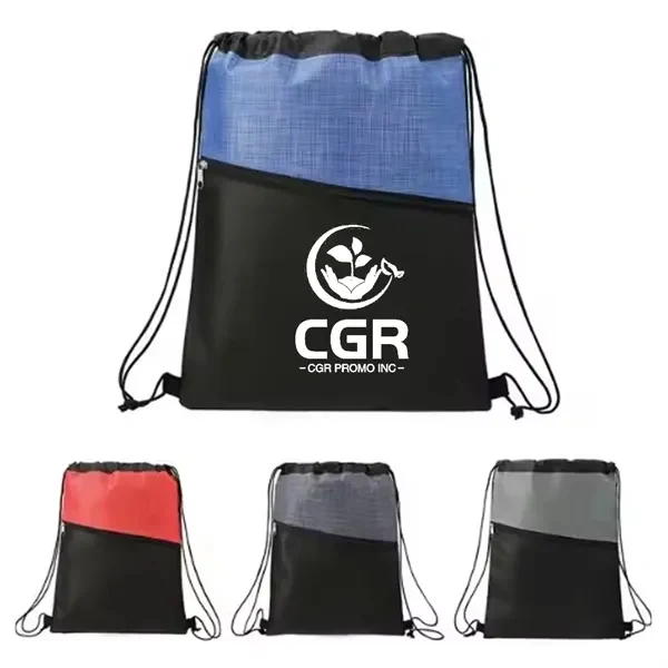 Cross Weave Zippered Drawstring Bag - Stylish and Secure 1