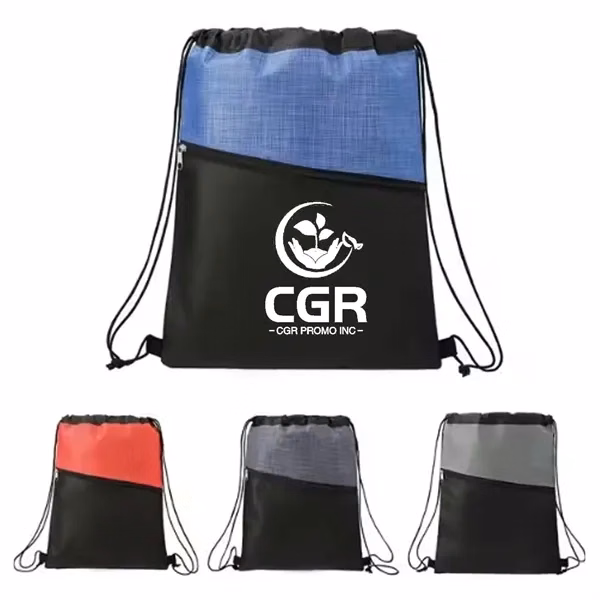 Cross Weave Zippered Drawstring Bag - Stylish and Secure
