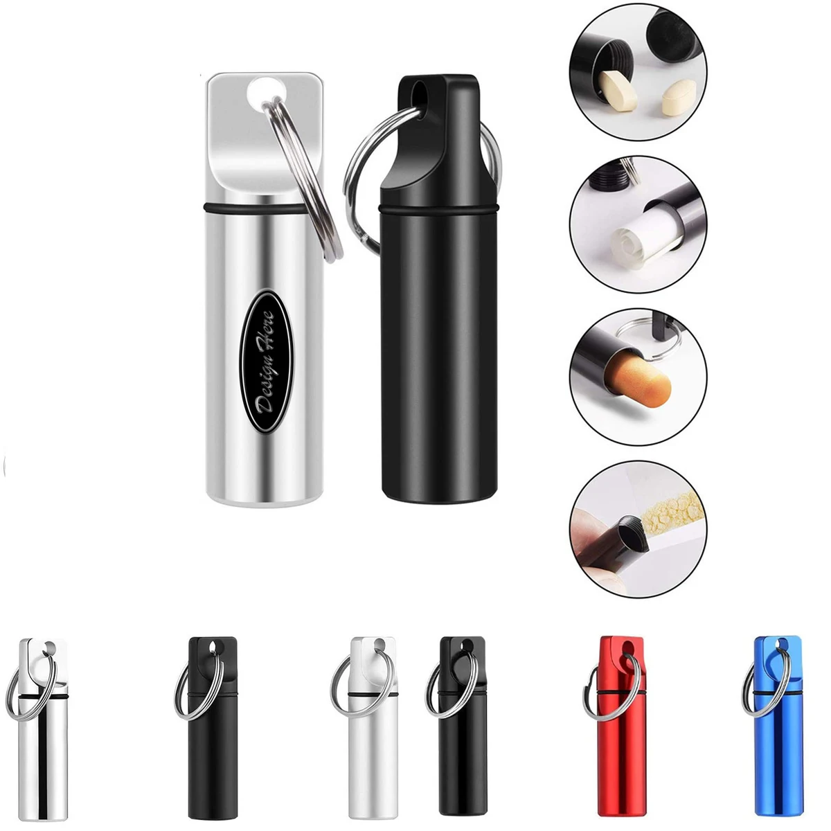 Durable Aluminum Portable Pill Box Keychain for Secure Storage 1
