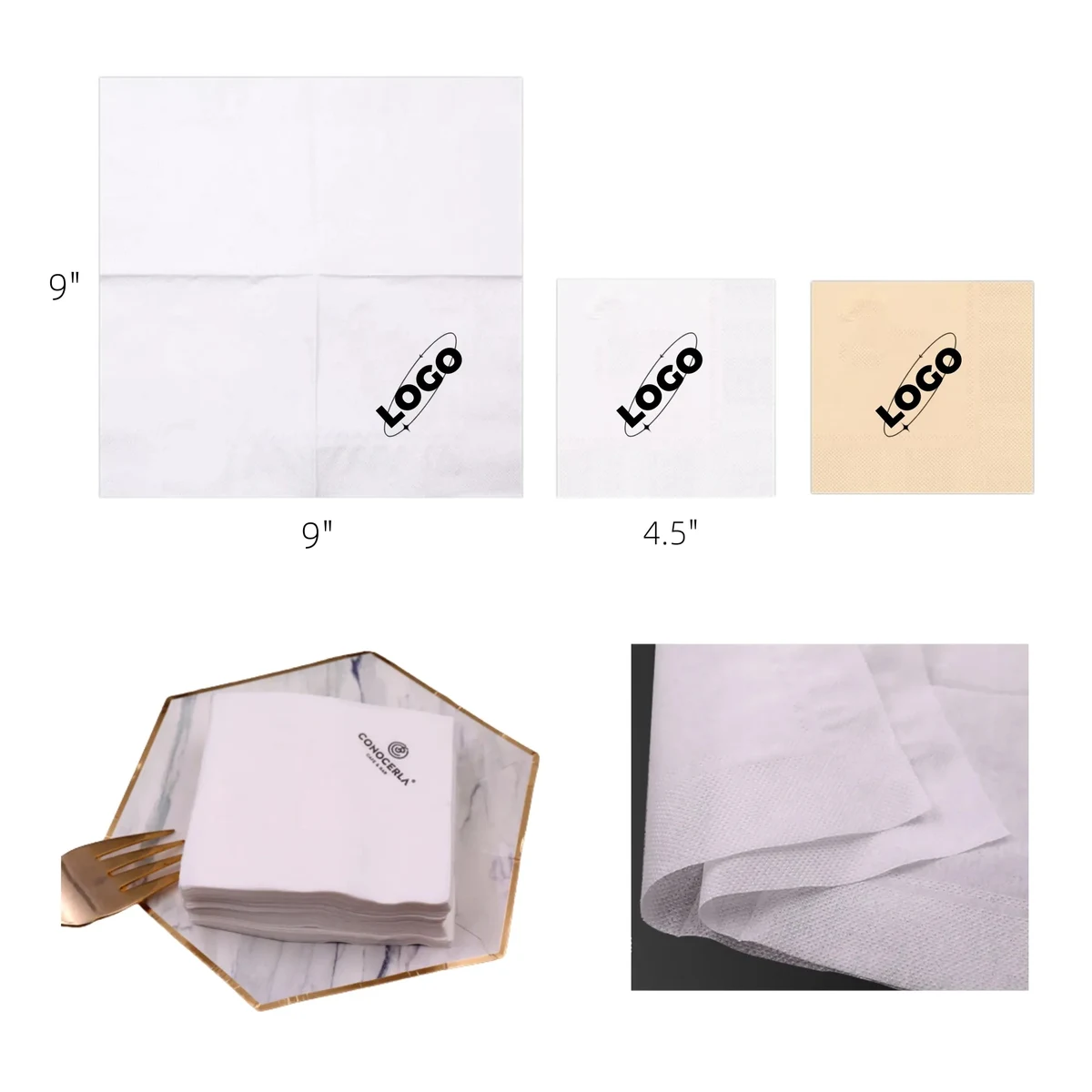9" Custom Double Layer Napkins Paper MOQ1000 1