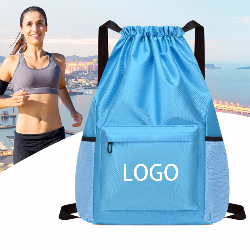 Large Sports Drawstring Backpack w/Waterproof Folder