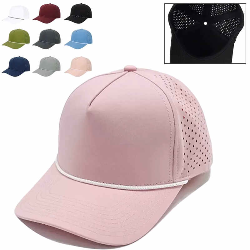 Quick-Dry Laser Cut Ventilated Sport Cap with Rope Trim