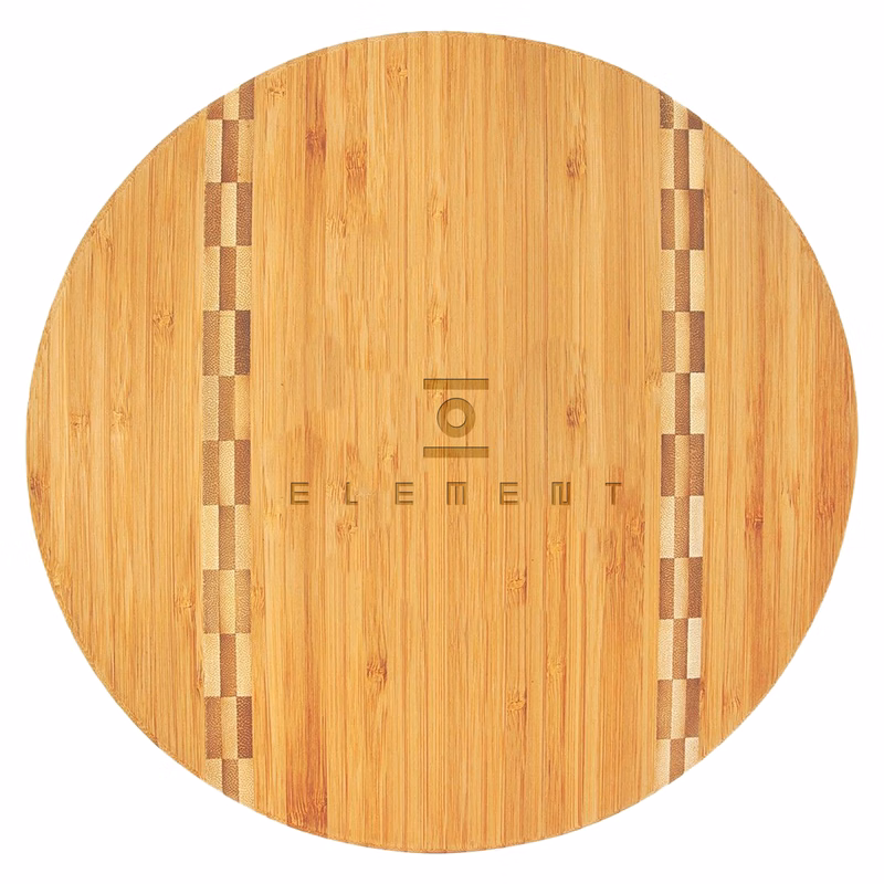 11 3/4" Round Bamboo Cutting Board with Butcher Block Inlay