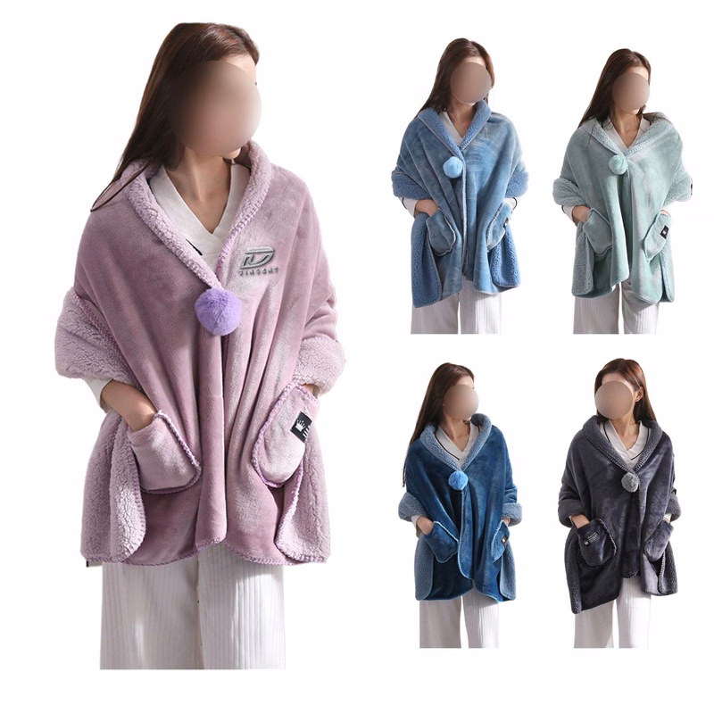 Women Foldable Wearable Blanket Poncho