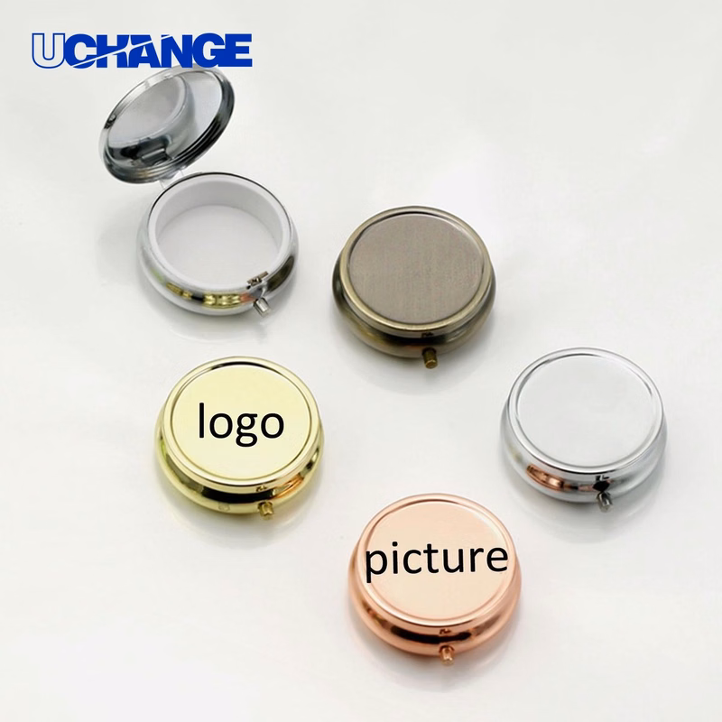 Portable Mini Silver Medicine Holder Compact Pill Container for Travel