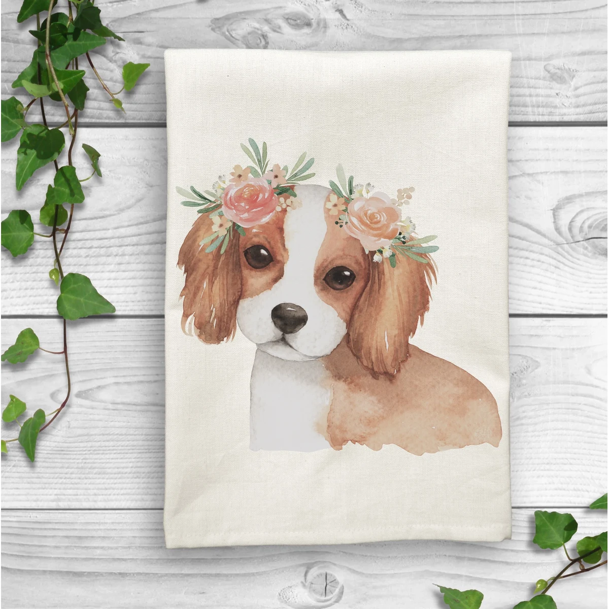 White Solid Plain Weave Kitchen Towel with Custom Print 1