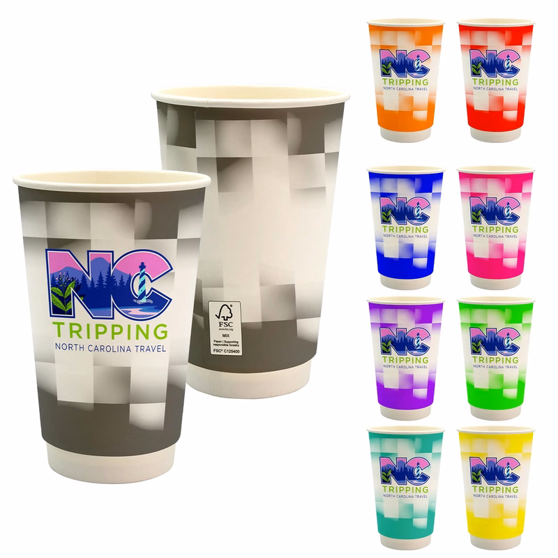 16 oz. Full Color Shaded Checkers Paper Cup