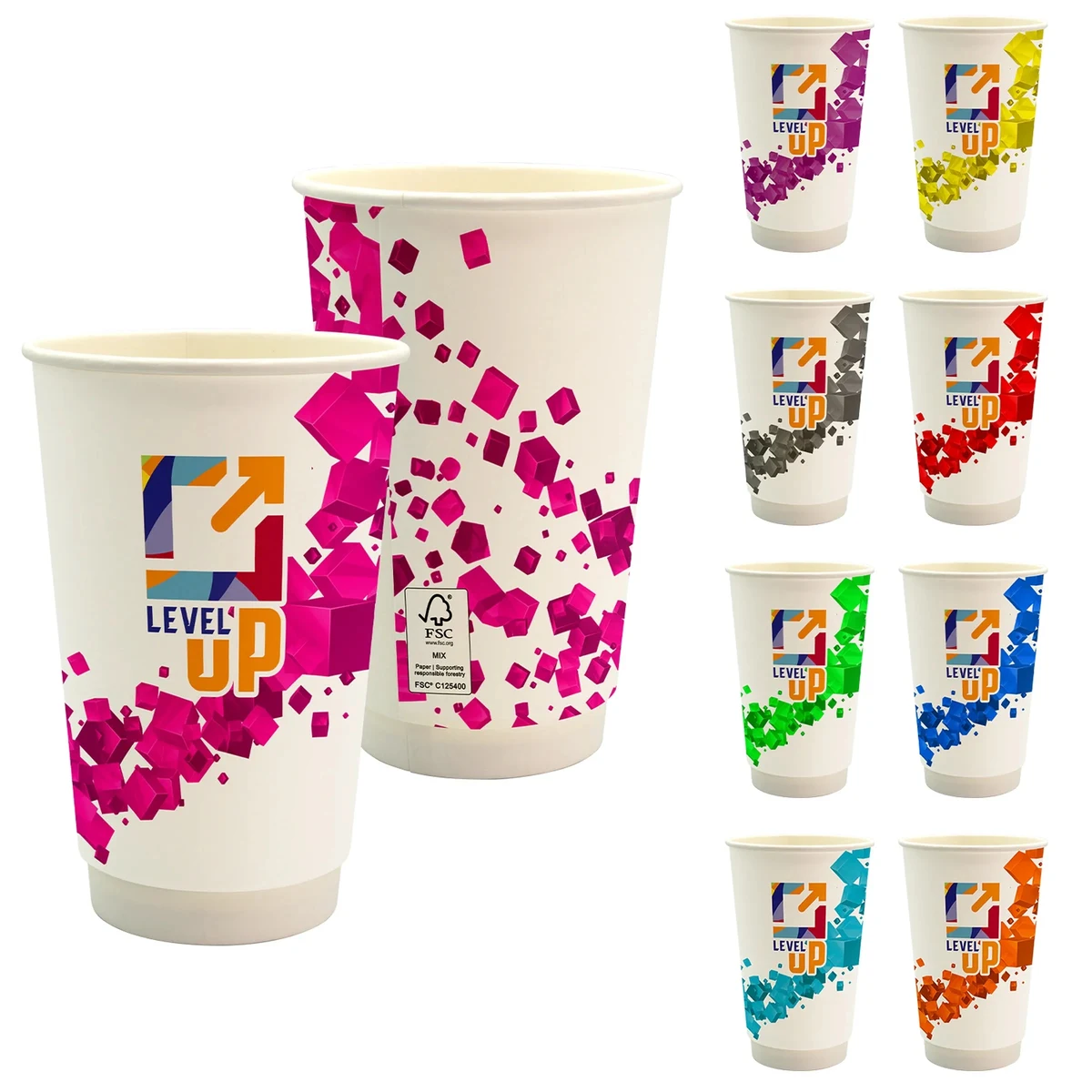16 oz. Full Color Floating Cube Paper Cup 1