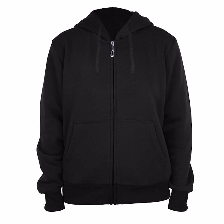 Ladies Full Zip Hoodies - Size S-XL Black