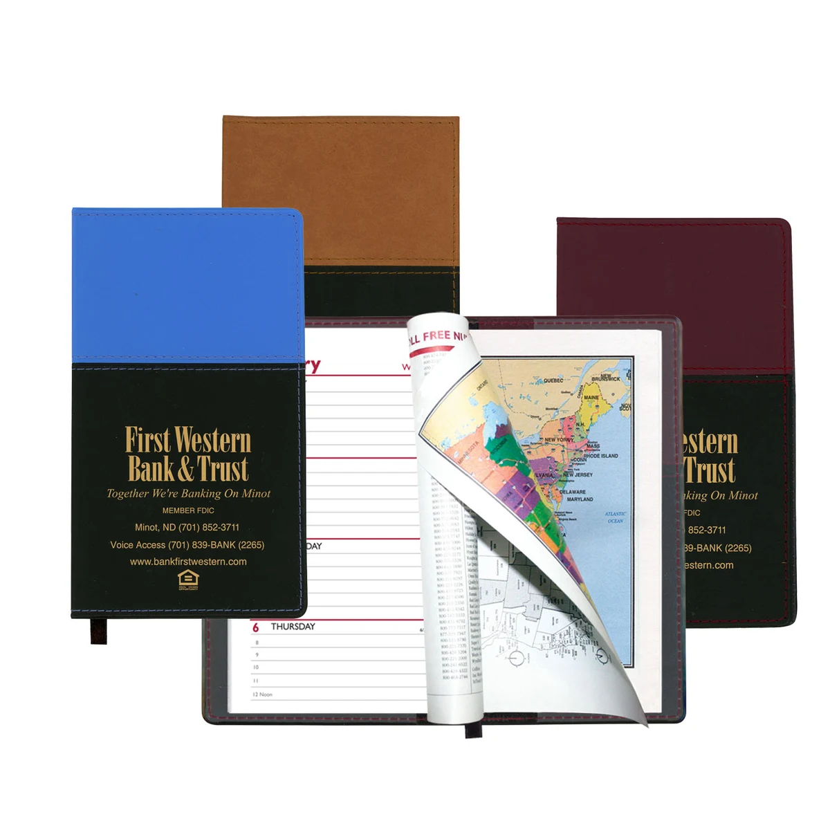 Mystic Series Soft Cover 2 Tone Vinyl Weekly Planner w/ Map / 2 Color 1
