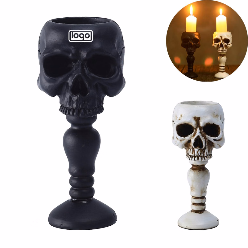 Columnar 3D Skull Candlestick
