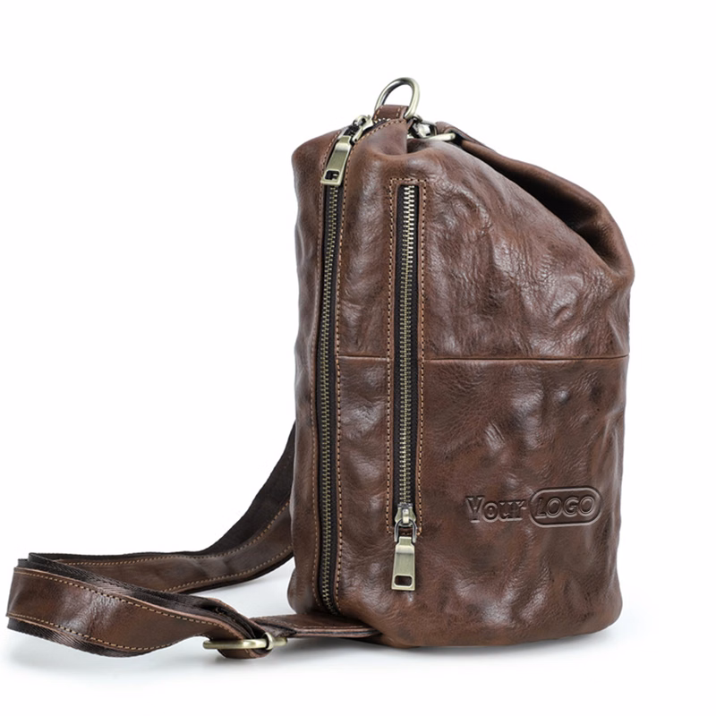 Leather Multifunctional Waterproof Cross-body Bag Men Coffee