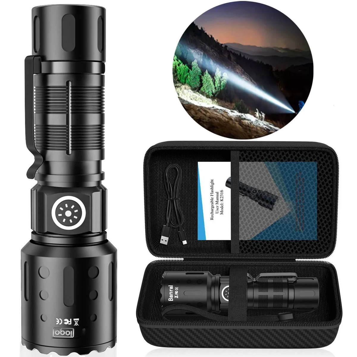 USB-C Rechargeable Flashlight - Waterproof & Zoomable 1