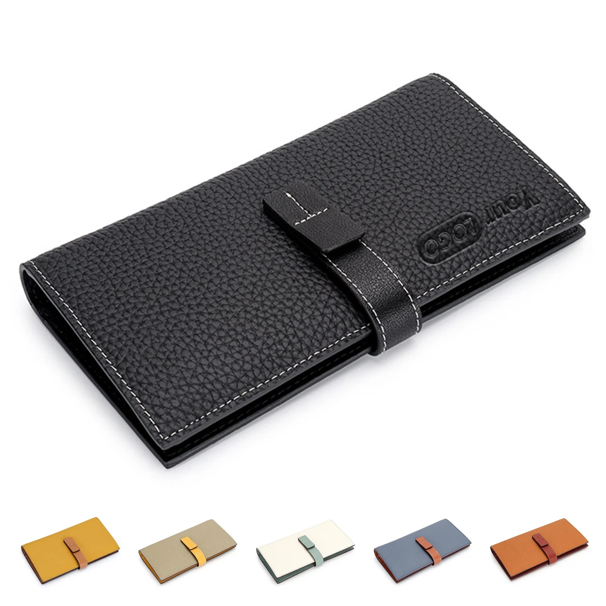 Genuine Leather Contrast drawer strap with purse 1