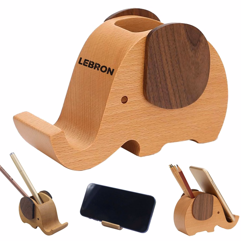 Wooden Elephant Phone Stand