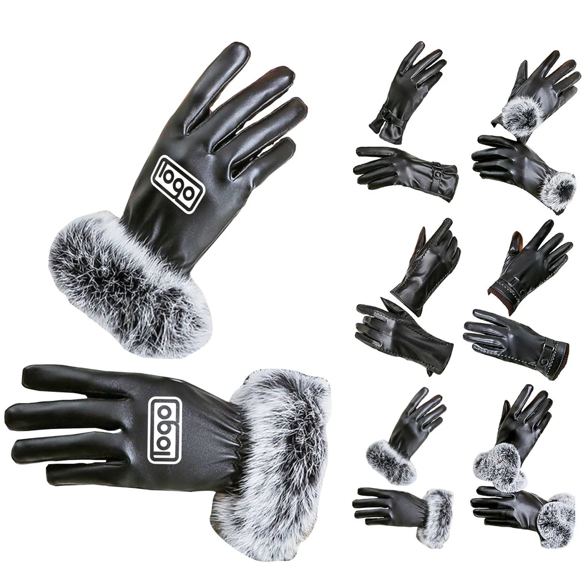 Women Touch Screen Leatherette Warm Gloves 1