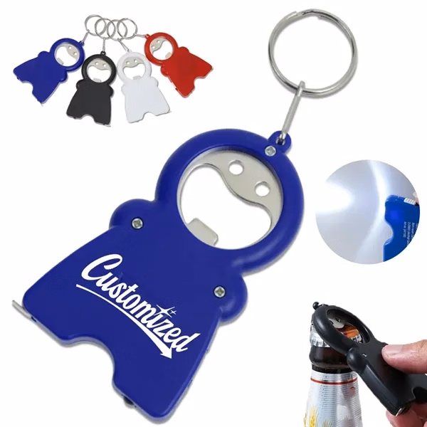 Custom Figure-Shaped Plastic Keychain Bottle Opener — Playful Novelty Bar Promo
