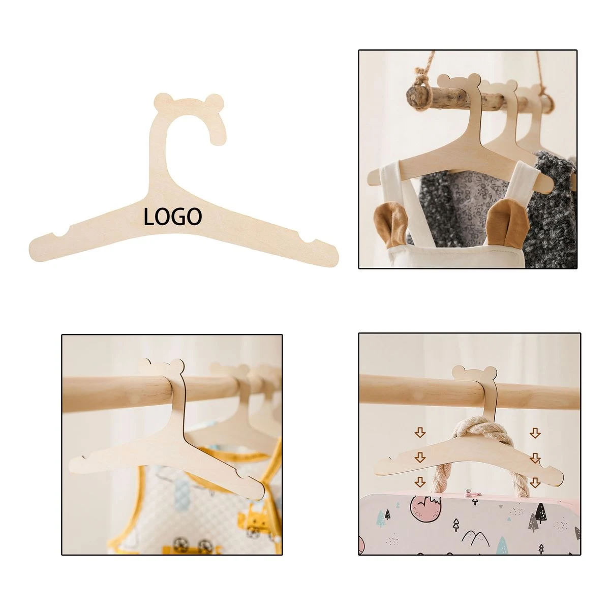 Unpainted Bear Shape Infant Clothing Hanger 1