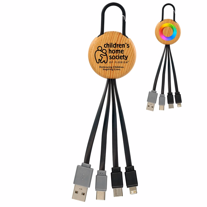 BAMBOO PATTERN CLIP DUAL INPUT 3 IN 1 CHARGING CABLE
