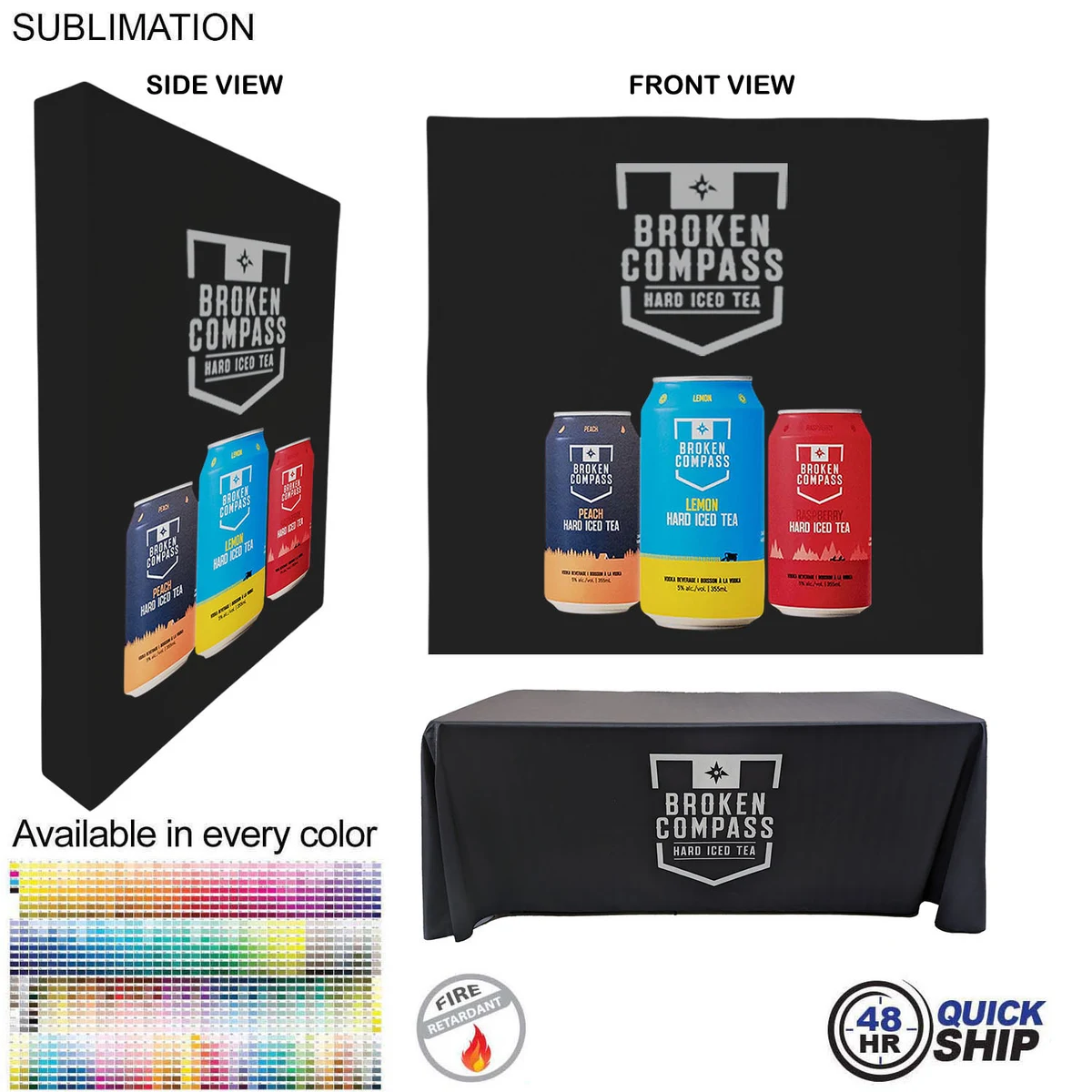 48Hr Quick - Tradeshow booth package Ultra, 7.5' Straight Wall with Wrap End Caps & 6' tablecloth 1