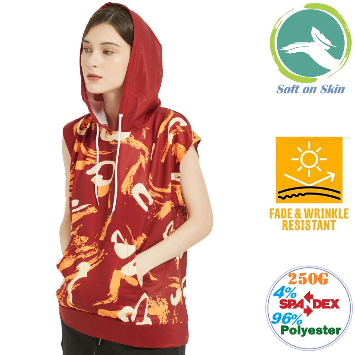 Unisex 250 GSM Comfort Fleece Sleeveless Pullover Hoodies 1