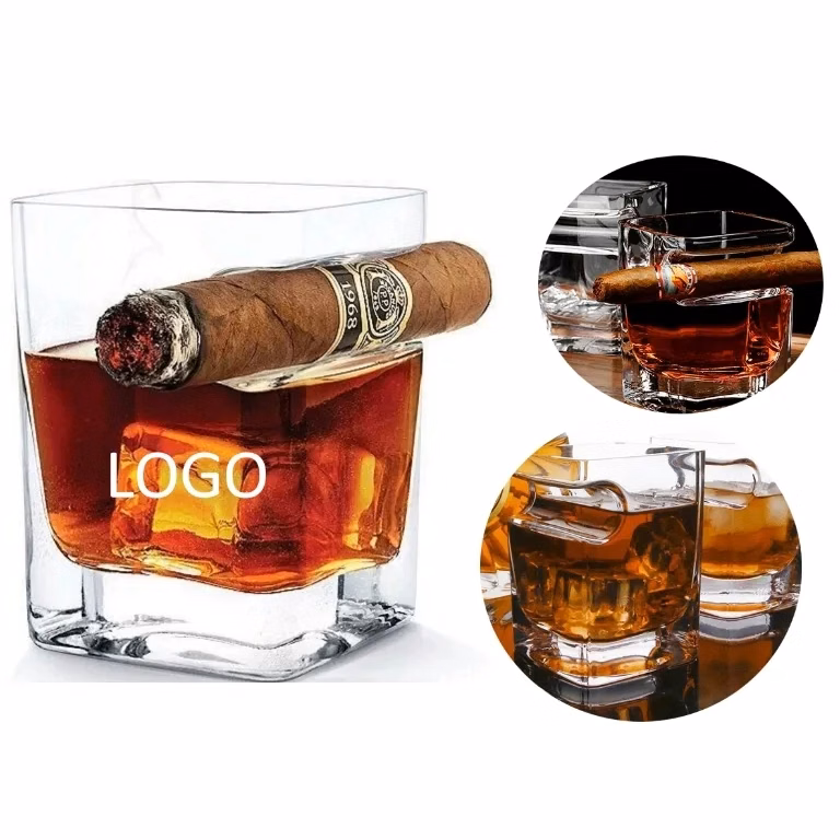 Whiskey Glass with Cigar Holder