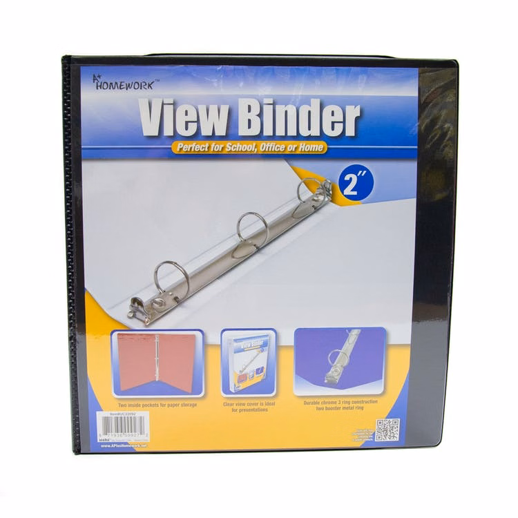 2" 3-Ring Binders - Black 2 Inside Pockets View Cover