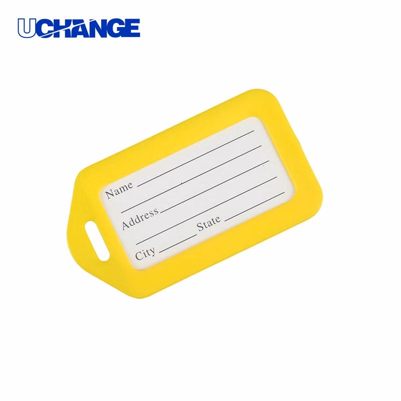 Rigid Plastic Luggage Tag with Steel Cable 3.4 x 2 Inches