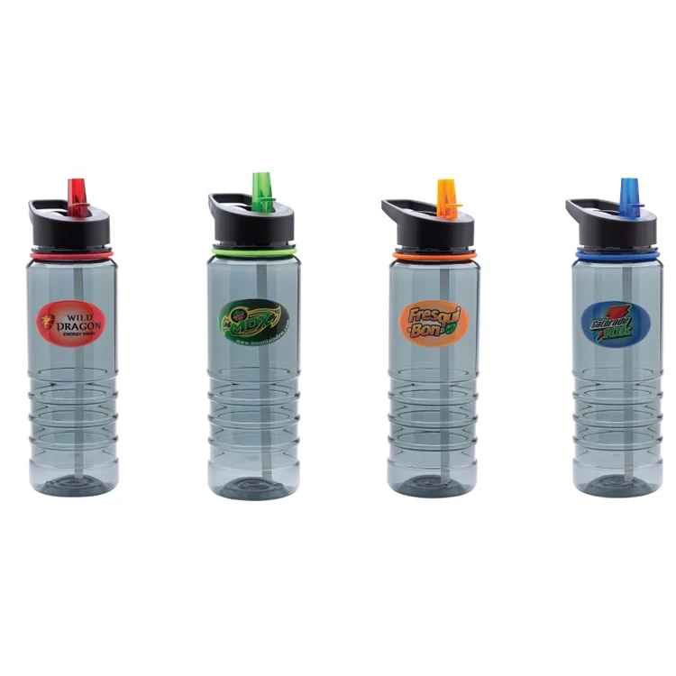 24 oz. Ribbed Tritan Water Bottle with Straw and Full Color Imprint 1