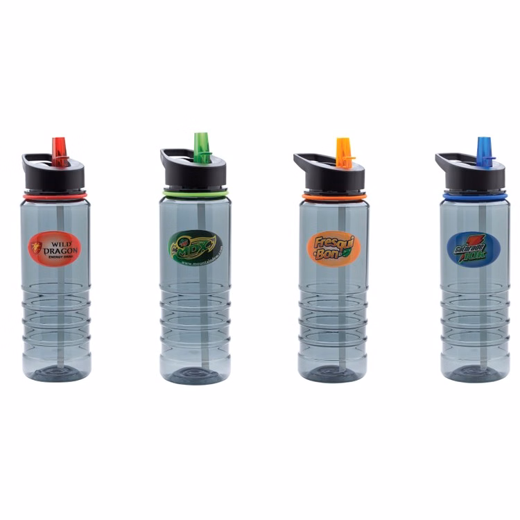 24 oz. Ribbed Tritan Water Bottle with Straw and Full Color Imprint