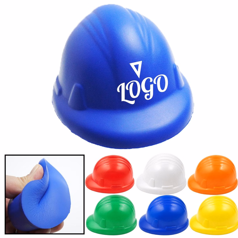 Hard Hat Shaped PU Foamed Sponge Stress Ball MOQ 20