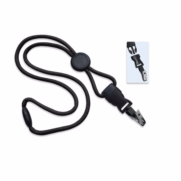 1/4" Polyester Lanyard with Round Slider and Quick Release (Bulldog Clip)