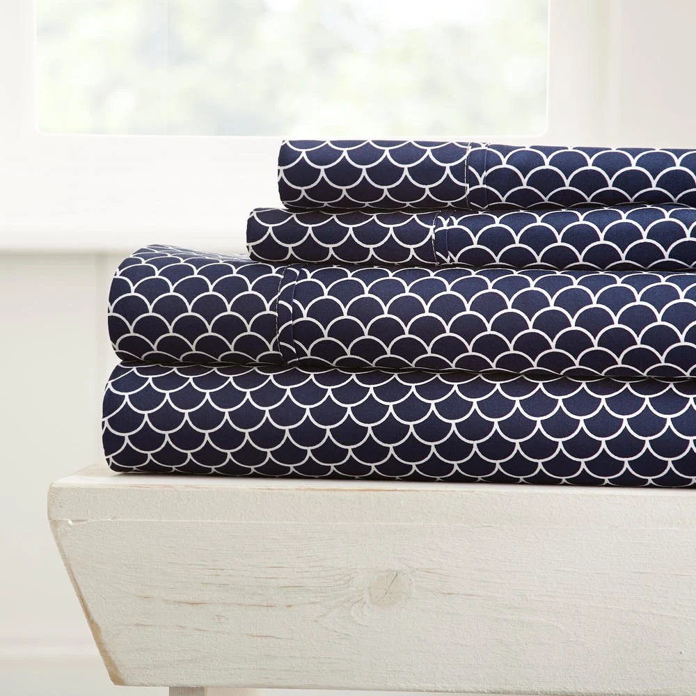 Premium Sheet Sets - Navy Scallop Cali King 4 Piece 1