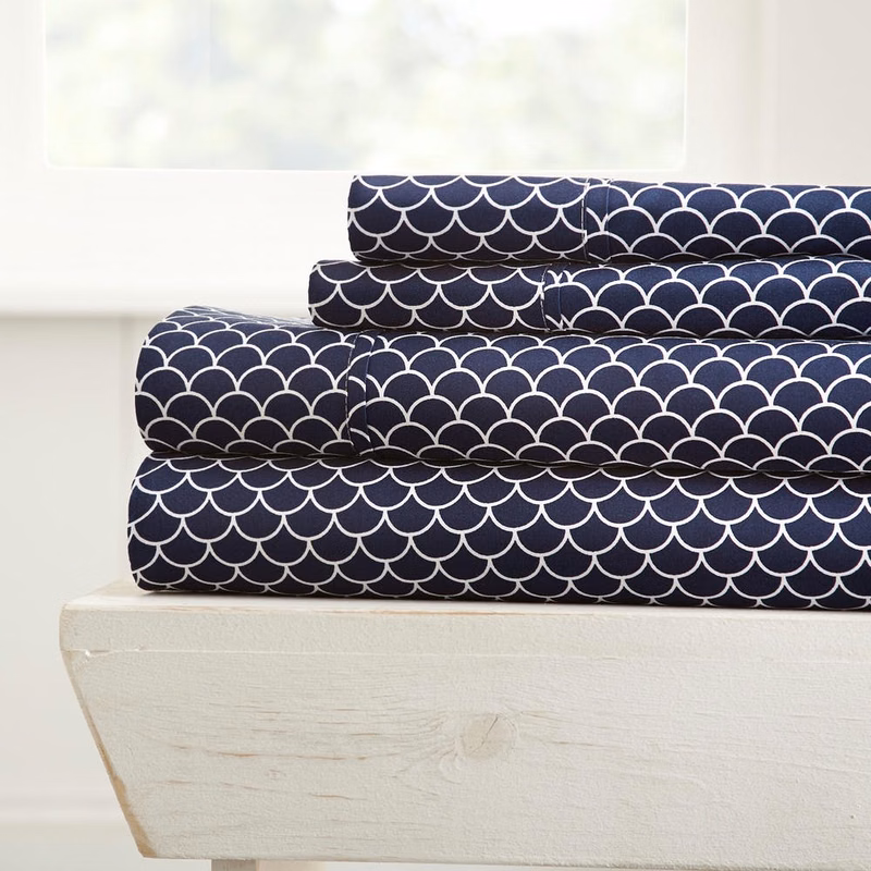 Premium Sheet Sets - Navy Scallop Cali King 4 Piece