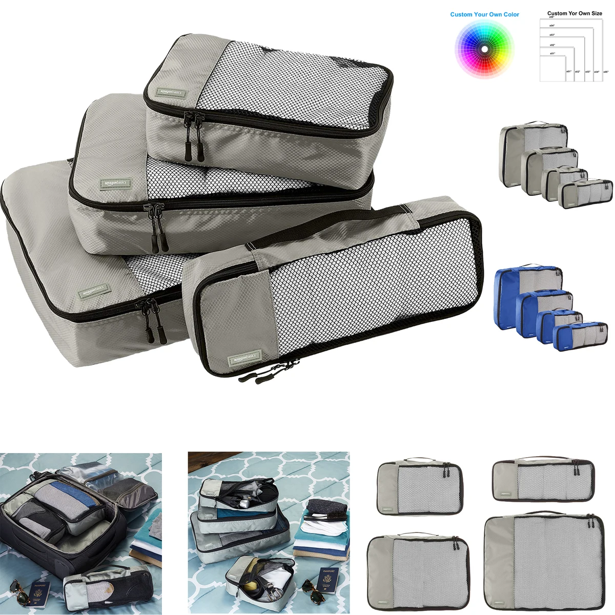 4 Piece Packing Travel Organizer Cubes Set 1