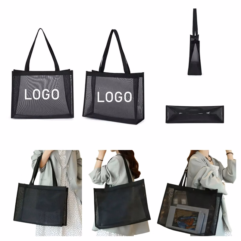 17.7''x13.8''x5.9'' Small Mesh Beach Bag Lightweight "