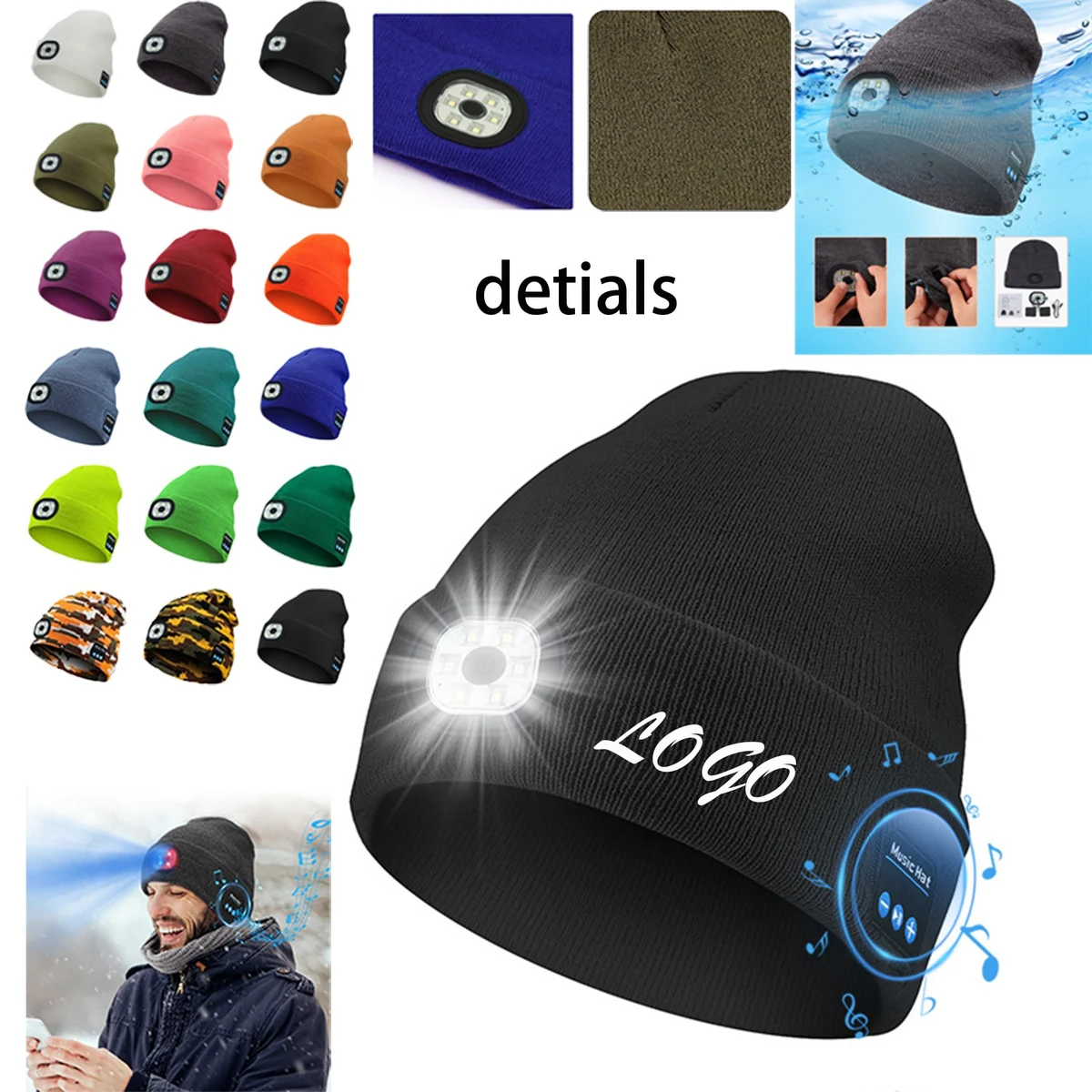 LED-lit Wireless Bluetooth Music Hat 1