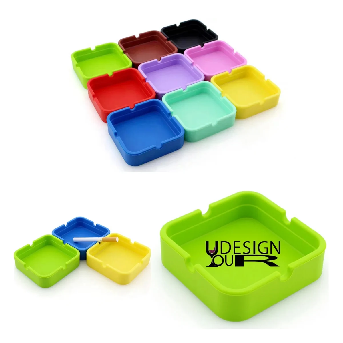 Square Silicone Unbreakable Ashtray 1