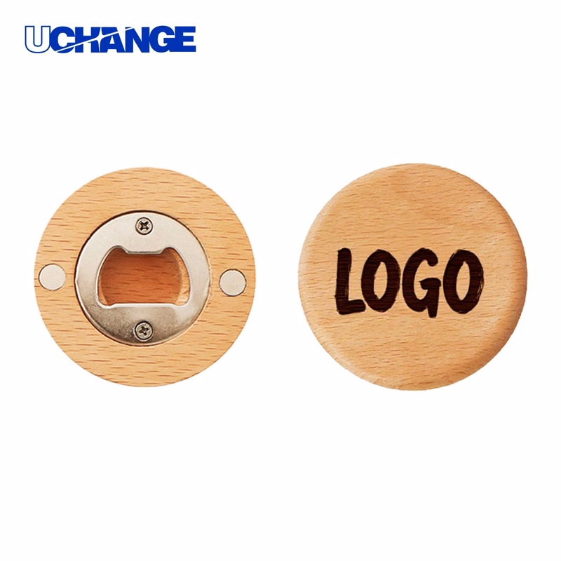 Wooden Round Beer Bottle Opener Tool
