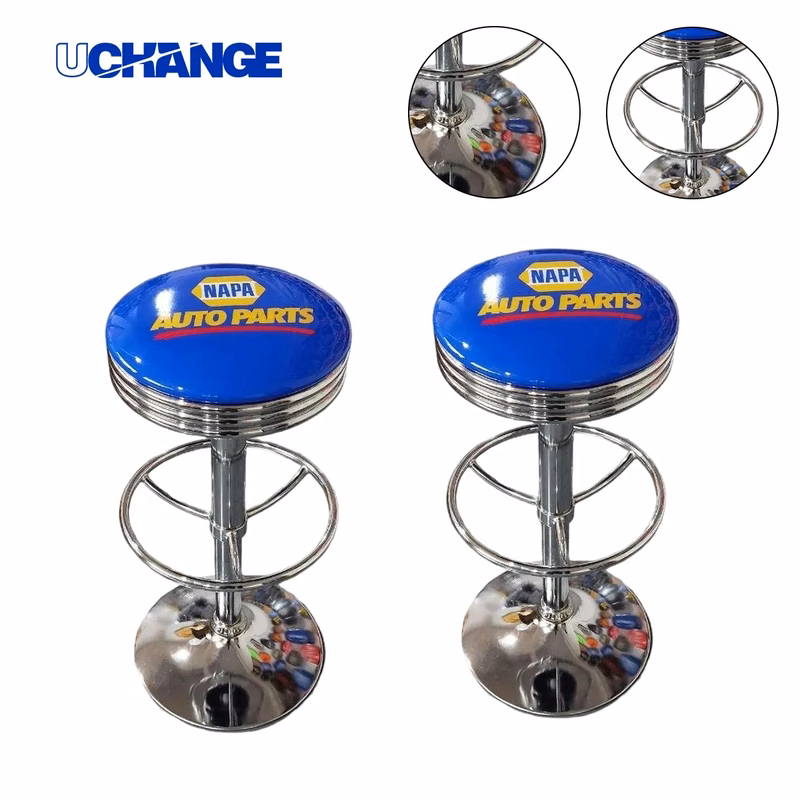 Adjustable Swivel Bar Stool With Chrome Base