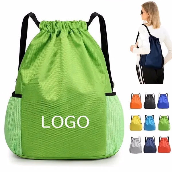 Lightweight Drawstring Backpack with Pockets Organization
